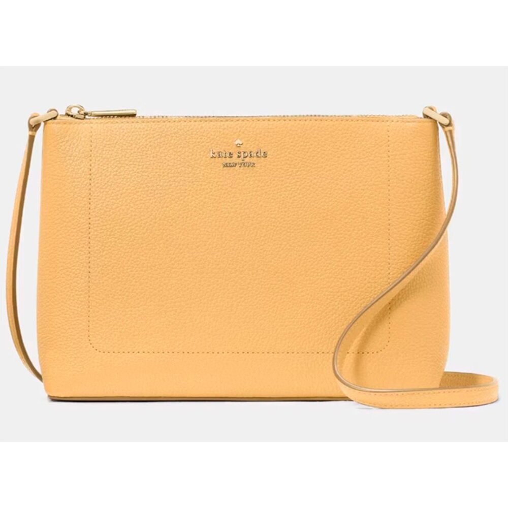 S Kate Spade Leila Crossbody Bag Yellow Pebbled Leather Purse KG464 NWT $299